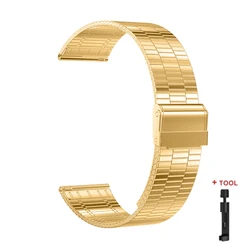 Premium Stainless Steel Quick Release Watch Strap - Universal Fit 20mm/22mm Metal Bracelet - 22mm (Gold)