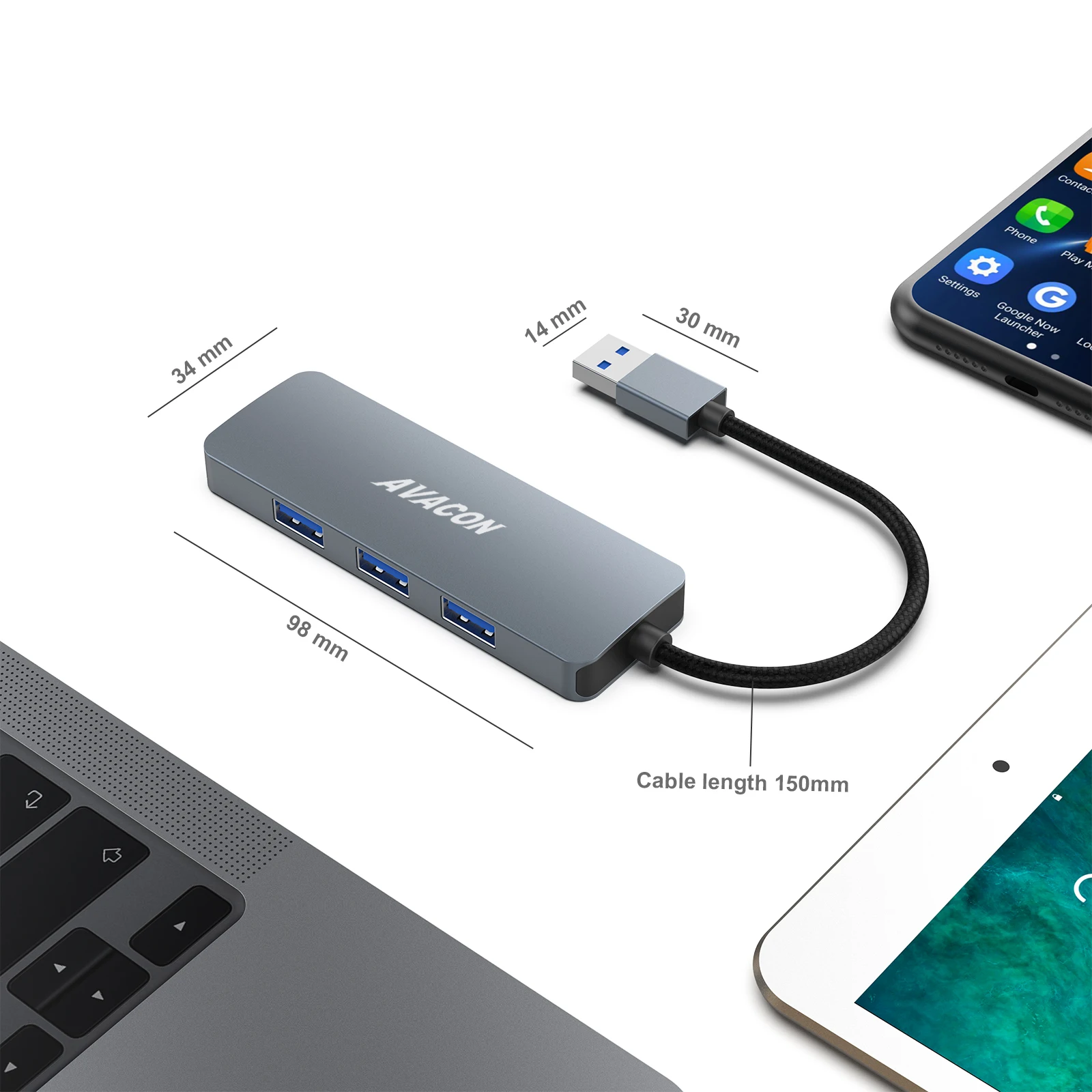 AVACON USB 3.0 허브 4포트, MacBook, Mac Pro, Mac Mini, iMac, Surface Pro, XPS, PC, 플래시 드라이브, 모바일 HDD와 호환되는 울트라슬림 허브