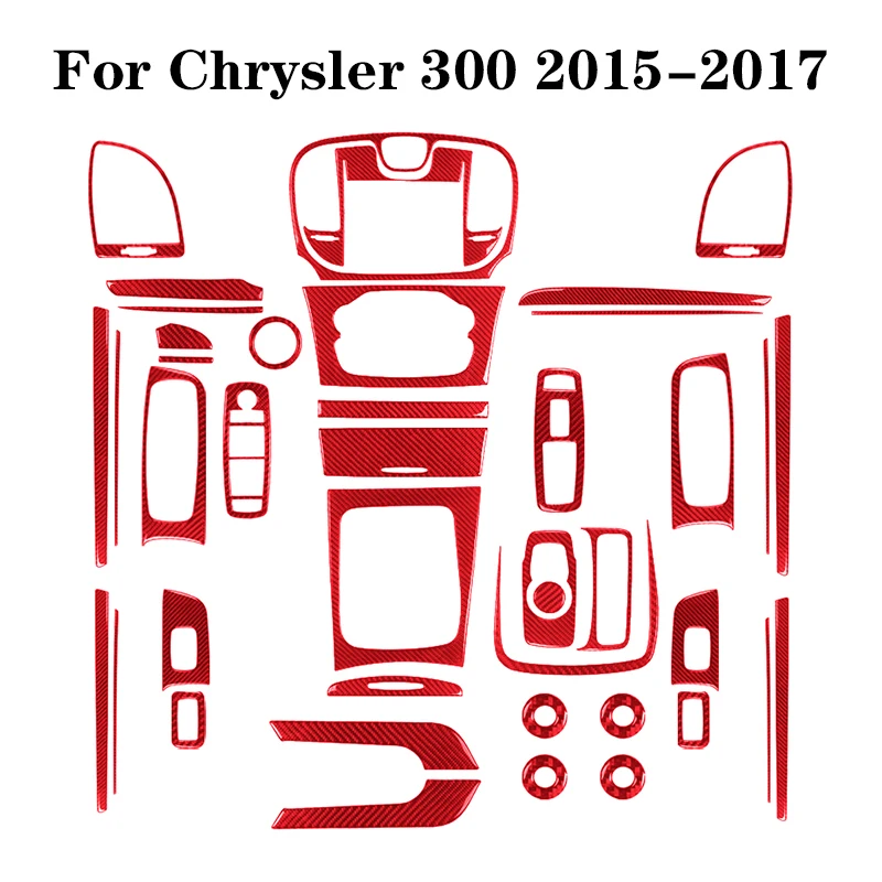 

For Chrysler 300 2015 2016 2017 Car Various Parts Carbon Fiber Red Stickers Car Interior Decorative Accessories Dashboard