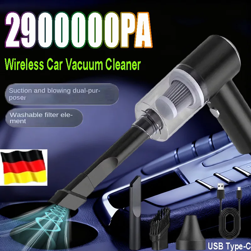 New 2900000PA Car Wireless Vacuum Cleaner 120W Powerful Portable Handheld For Home & Auto Lightweight Cordless Rechargeable