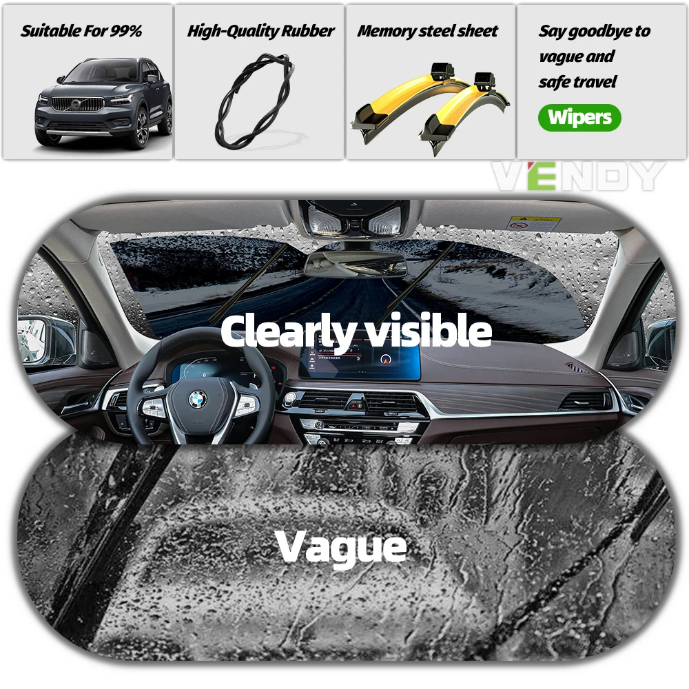 Durable Front Windshield Wiper Blades - Set of 2