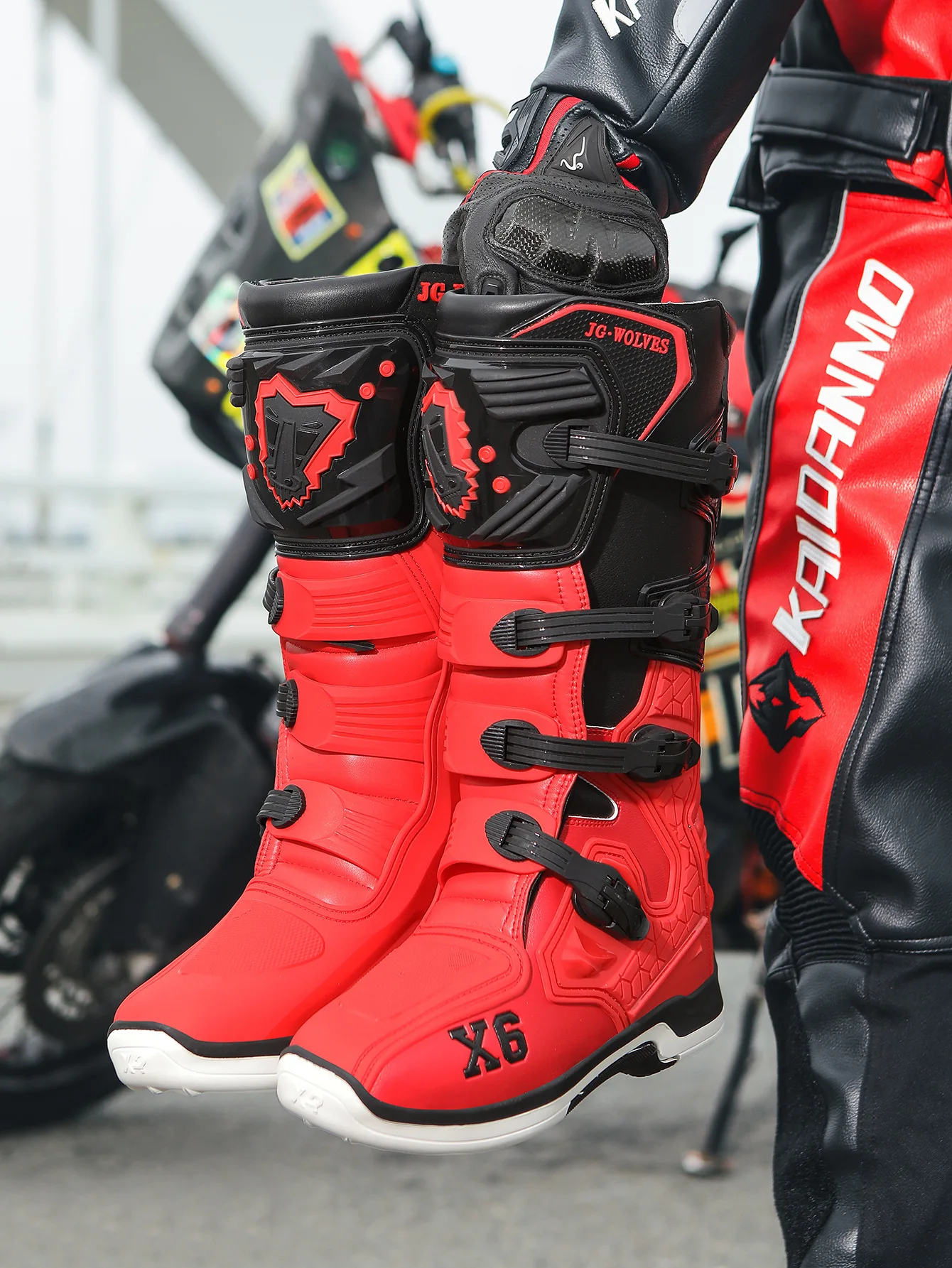 JG · WOLVES/Nine-strand Wolf Off-Road Motorcycle Riding Shoes