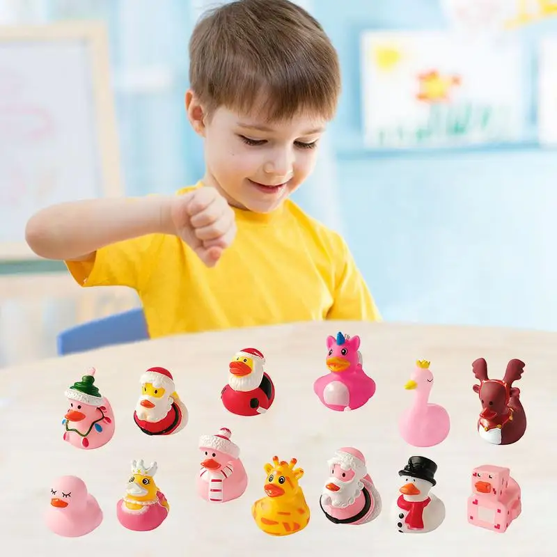 Christmas Countdown Calendar Pink Duck Gift Box Household Collectible Figures Duck Ornaments For Kids Toys