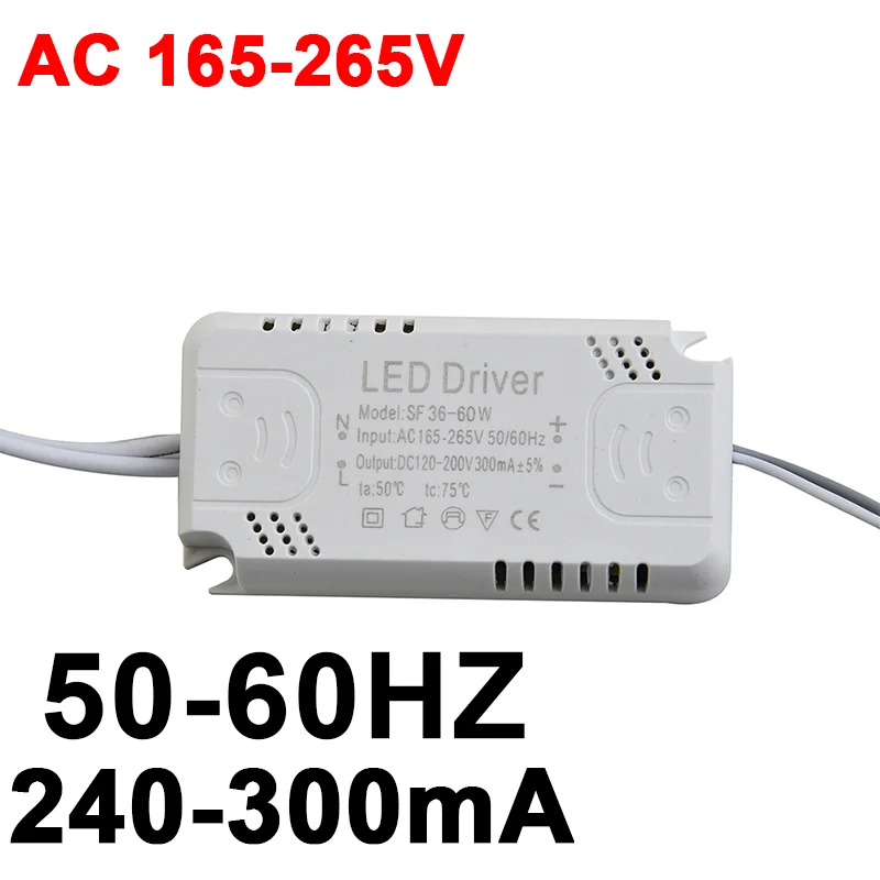 Adapter LED Driver Replacement 240-300mA 40-60W 60-80W 8-24W 24-40W AC165-265V For LED Ceiling Light