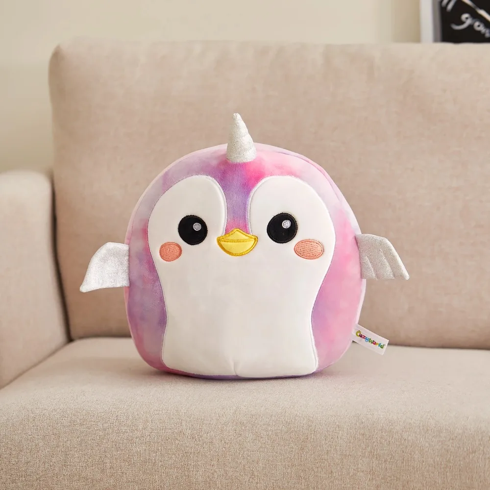 38cm Unicorn Penguin Doll Throw Pillows Penguin with Wings Rainbow Plush Animals Cushion for Girls Purple Stuffed Toys New 4