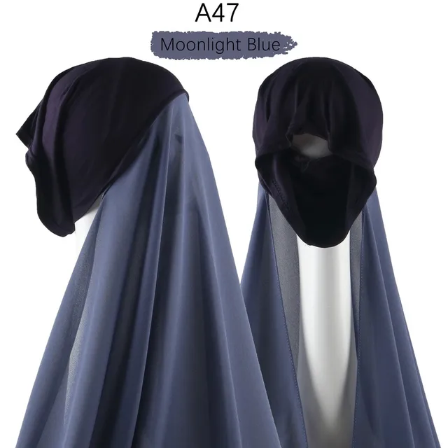 Women Muslim Instant Chiffon Hijab With Cap Underscarf Bonnet HIjabs  Scarf Islam Headscarf Headwrap Turbante A47