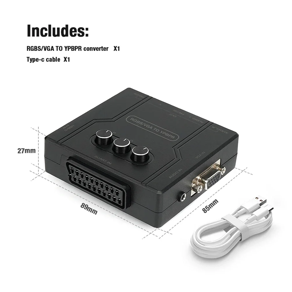 RGBS VGA SCART TO YPBPR Color Difference Converter Game Console RGBS VGA SCART TO YPBPR Transcoder Converter Video Adapter