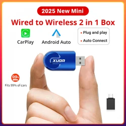 Wireless CarPlay & Android Auto Smart Mini Adapter with Fast WiFi Connection and Plug & Play Functionality (2in1 - blue)