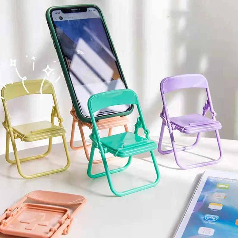 1pc Phone Stand for iPad iPhone Samsung Adjustable Phone Holder Cute Colorful Mini Chair Foldable Kawaii Desk Accessories office