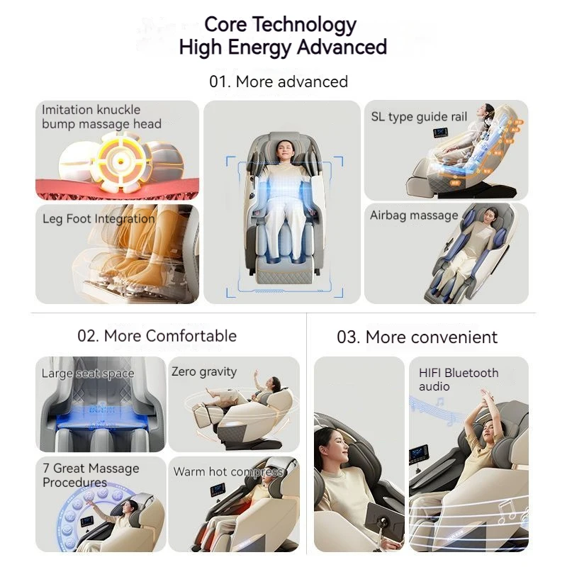 Three Year Warranty UKLife Home 4D Full-body Airbag Zero Gravity Multifunctiona Massager Chair Heat Luxury Electric Office Chair 5