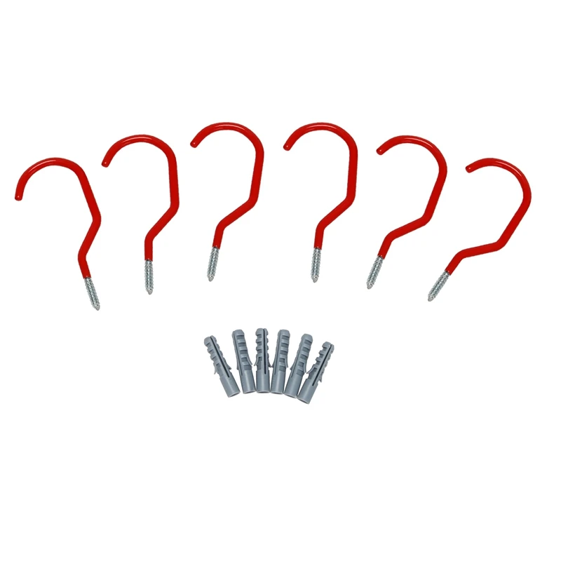 

Велосипедные крючки, винтовые универсальные вешалки для хранения, крючок для гаража и сада с пластиковым покрытием для настенного крепления/красная потолочная Упаковка из 18