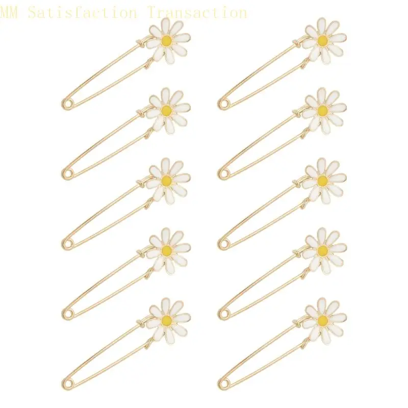 axyb 10pcs 꽃 모양 의류 안전 핀 가디건 칼라 칼라 클립 숄 클립 클립 클립