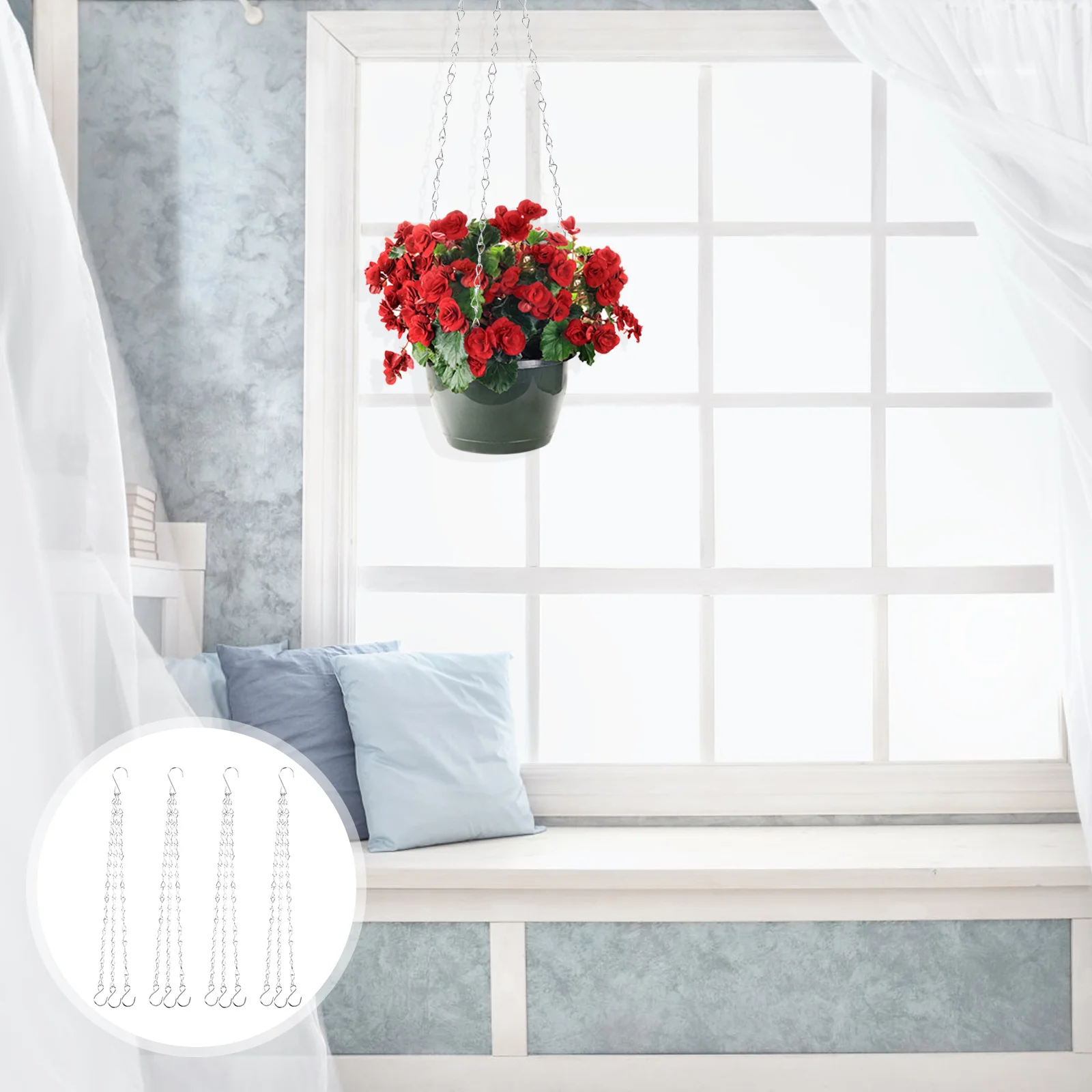 

4pcs Flower Basket Iron Chain Flower Pot Flower Basket Plant Hanging Chain Decor