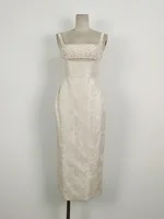 فستان بروتيل نسائي بدون أكمام ، خصر مرتفع ، مزين بالخرز ، مفرغ ، فساتين حفلات أنيقة ، موضة ، جديد ، صيف ، 13DB3604 1