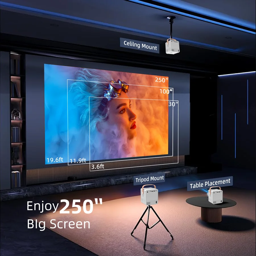 BU303 4k ultra high definition projector with built-in Android system WiFi connection to mobile phone small and portable outdoor portable projector