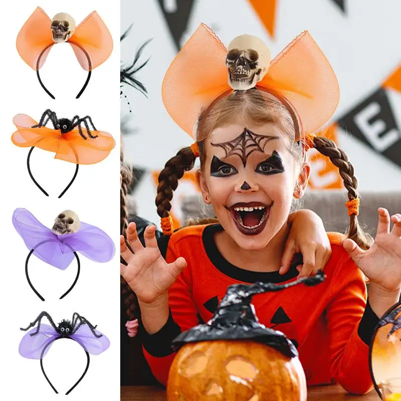 Spider Headband For Women Party Dance Supplies Horror Headband Halloween Costume Accessory Spiders & Skull Design For All Ages