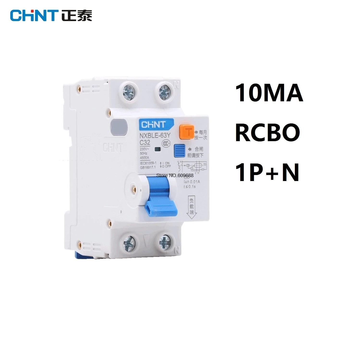 

CHNT NXBLE-63Y 6A 10A 16A 32A 63a 10ma 0.01A RCBO 1P + N 230V автоматический выключатель остаточного тока защита от утечки