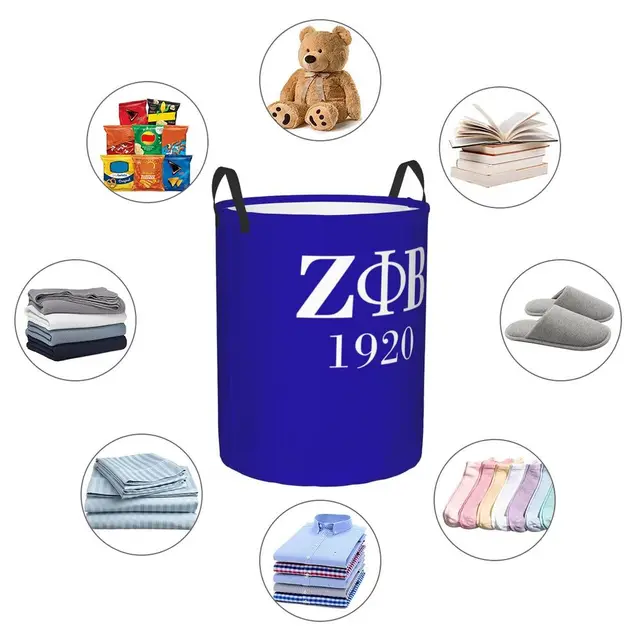 Custom Zeta Phi Beta Sorority Logo Laundry Basket Foldable Greek