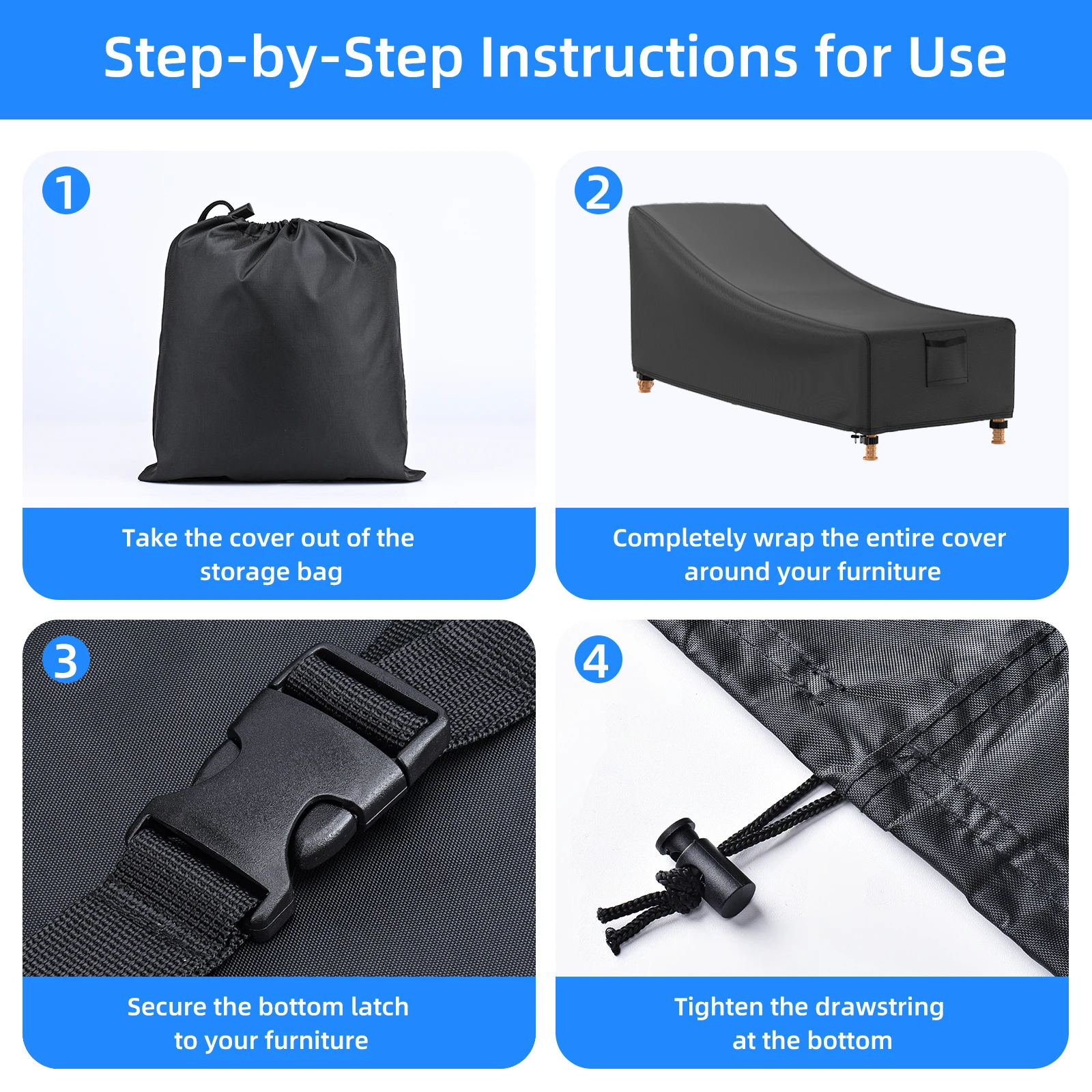 Furniture Covers Oxford Heavy Duty Patio Outdoor Waterproof and UV Resistant Lounge Chair Recliner Protective Cover