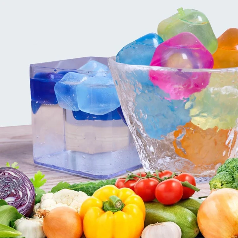 6 Pcs Plastic Colorful Reusable Ice Cubes Cooling Ice Cubes Non-Melting Washable Party Supplies for WHISKEY T5EF