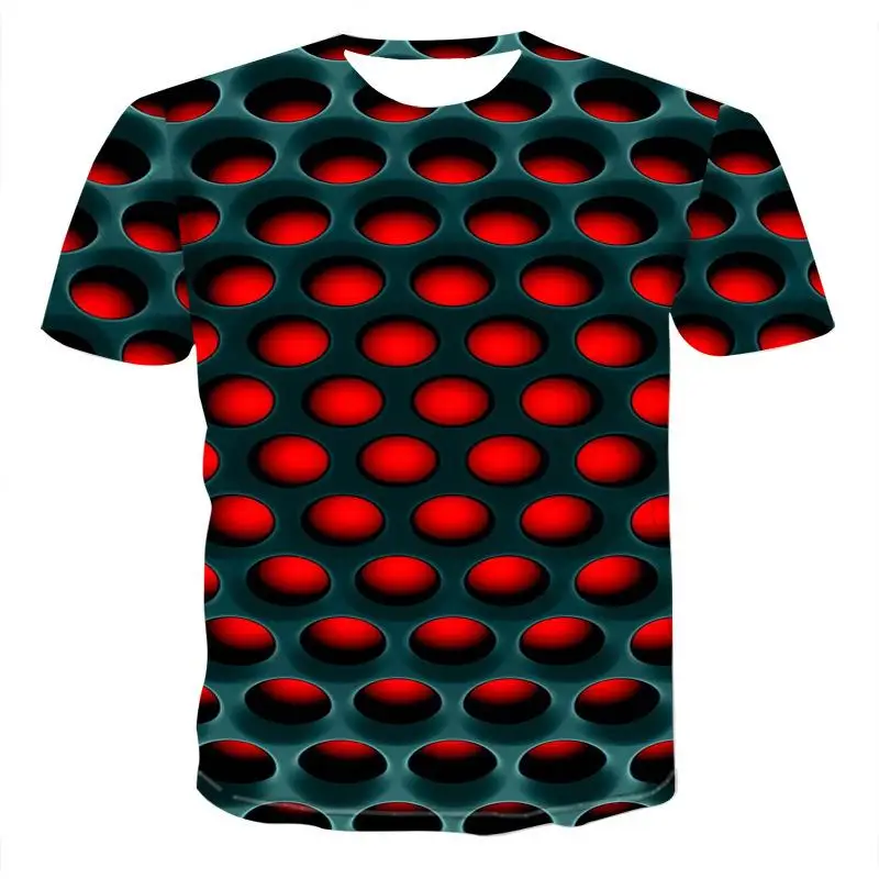 

Large Size Men T-Shirt 2021 Summer Geometric Circle 3D Printed Top Tees Fashion O--Neck Short Sleeve Casual Anime Young