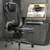 Ergonomic High Back Leather Office Chair with Upgraded Casters-Black Swivel Desk Chair Home Study Meeting Room-Adjustable Height 2