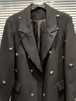 2025 mode industrie lourde revers Blazer femmes printemps automne décontracté coréen dames bureau costume manteau tempérament femmes hauts noirs 5
