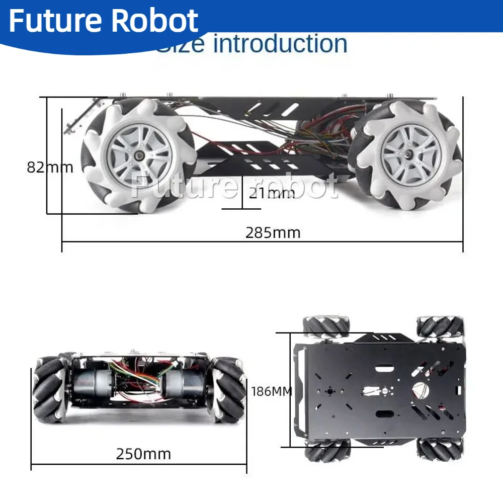 10-25kg Load V3 Mecanum Wheel Robotic Car Aluminum Frame with Metal Motor RC Car for Arduino Robot DIY Kit Ps2 Programmable Kit