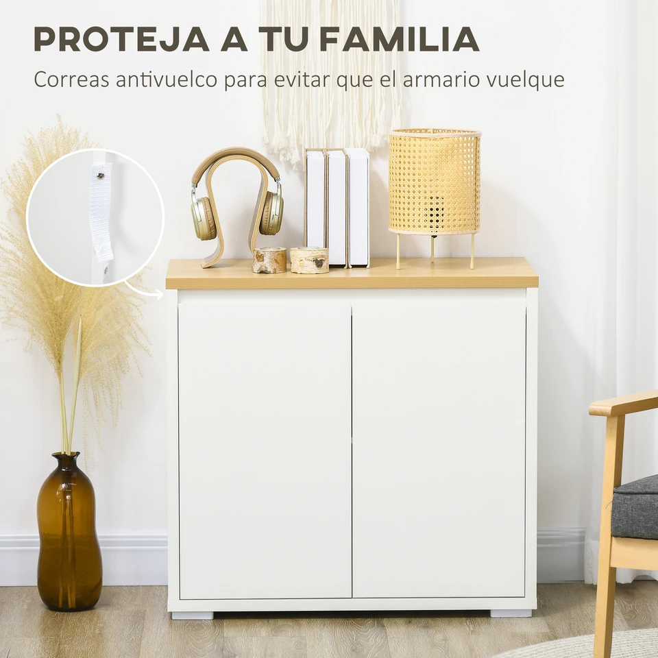 Credenza 2 Ante HOMCOM 120cm - Multiuso Con Ripiani Regolabili, Per Soggiorno O Cucina, Bianco - Foto 11
