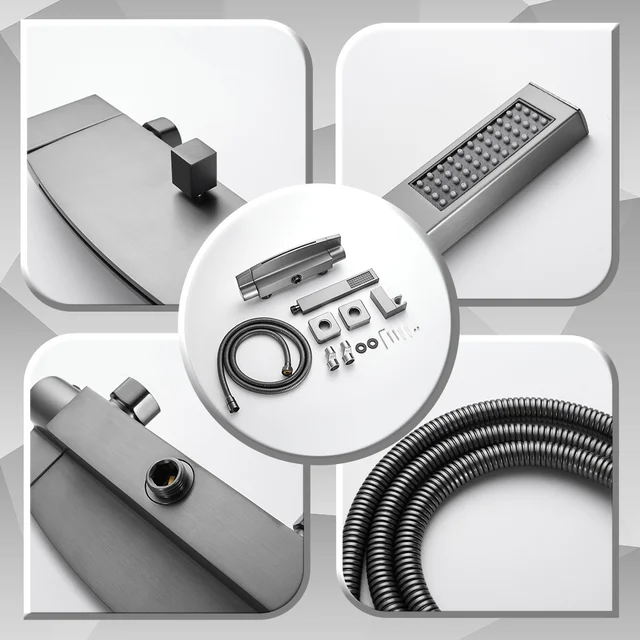 ก๊อกน้ำอ่างอาบน้ำแบบติดผนัง ดีไซน์หรูหราทันสมัย สำหรับอ่างอาบน้ำและฝักบัว ทำจากทองเหลือง ผสมน้ำร้อนน้ำเย็น 5