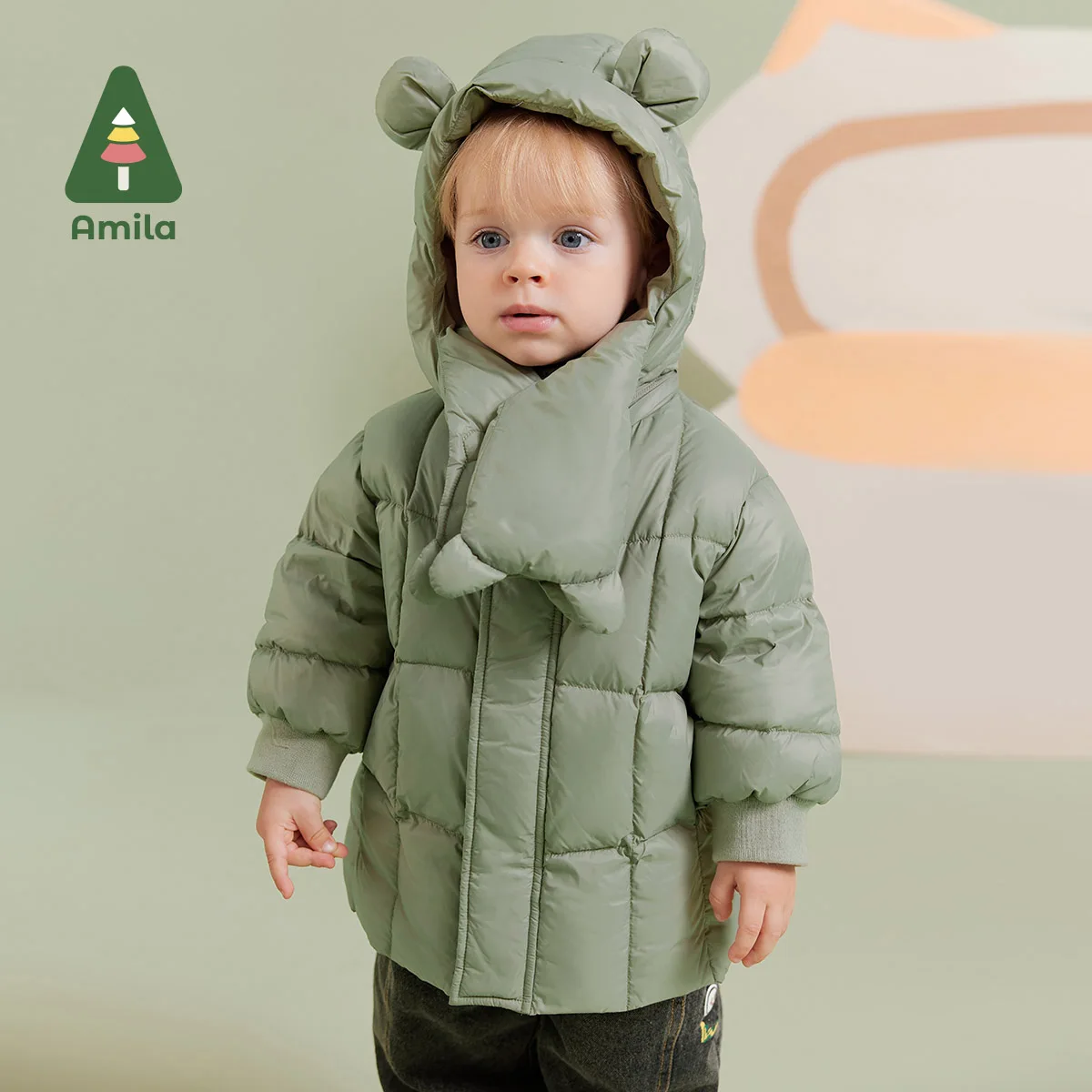 

Amila Baby Children Down Jacket 2023 Winter New Multicolour Hooded Fleecing Cosy Cute Warm Baby Clothing