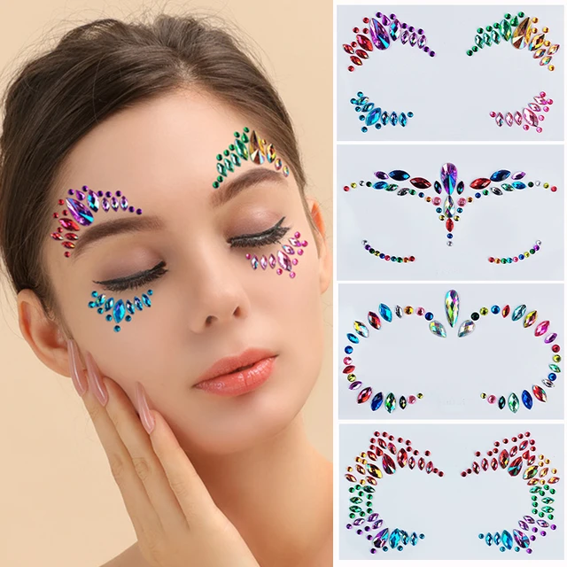 1 Box Face Stickers Face Gems Rhinestone Temporary Tattoo Fashion Face  Stickers