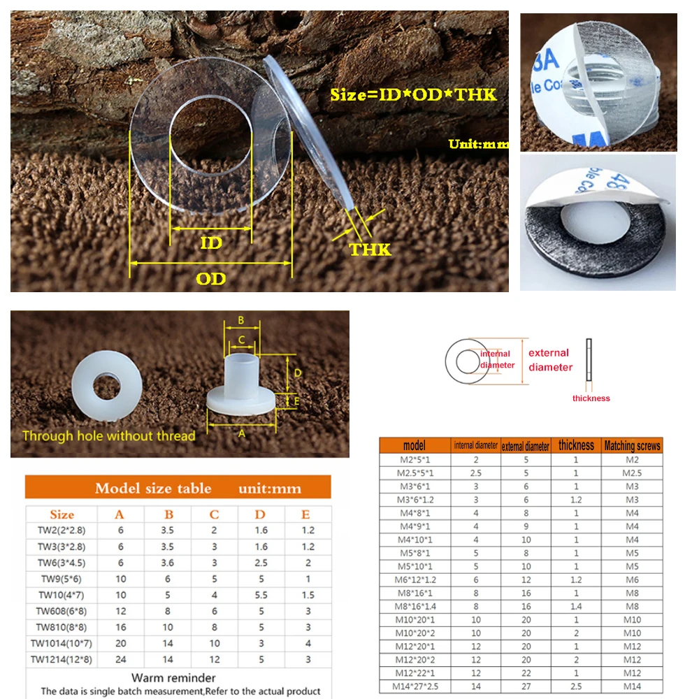 M2 M2.5 M3 M4 M5 M6 M8 PVC Nyon Gasket Washer Flat oring Hard Soft Plastic Transparent Insulating Plain Gasket O Ring Spacer Kit