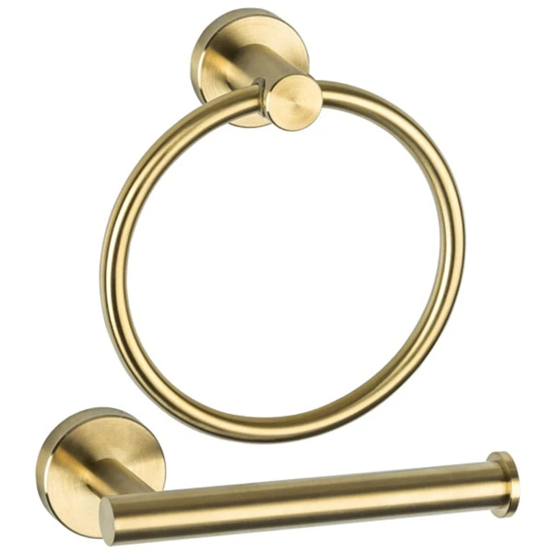 Bathroom Towel Hanger Holder Round Bath Towels Ring Gold Matte Black Bathroom Accessories Hand Towel Holder Rack For