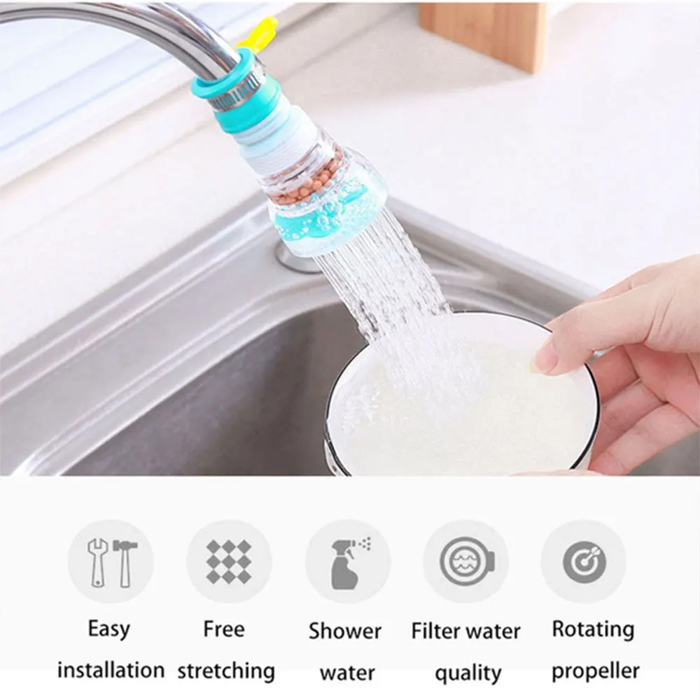 Faucet Water Filter JJYY Maifan Stone 360 &deg; Rotating Telescopic Shower Tap Kitchen Splash-proof Shower
