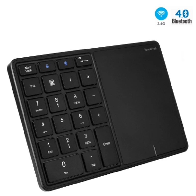 Teclado Numérico sem Fio Bluetooth com Touchpad 22 Teclas Bluetooth Teclado Digital para Mac os Contabilidade Windows Ios 2.4g +