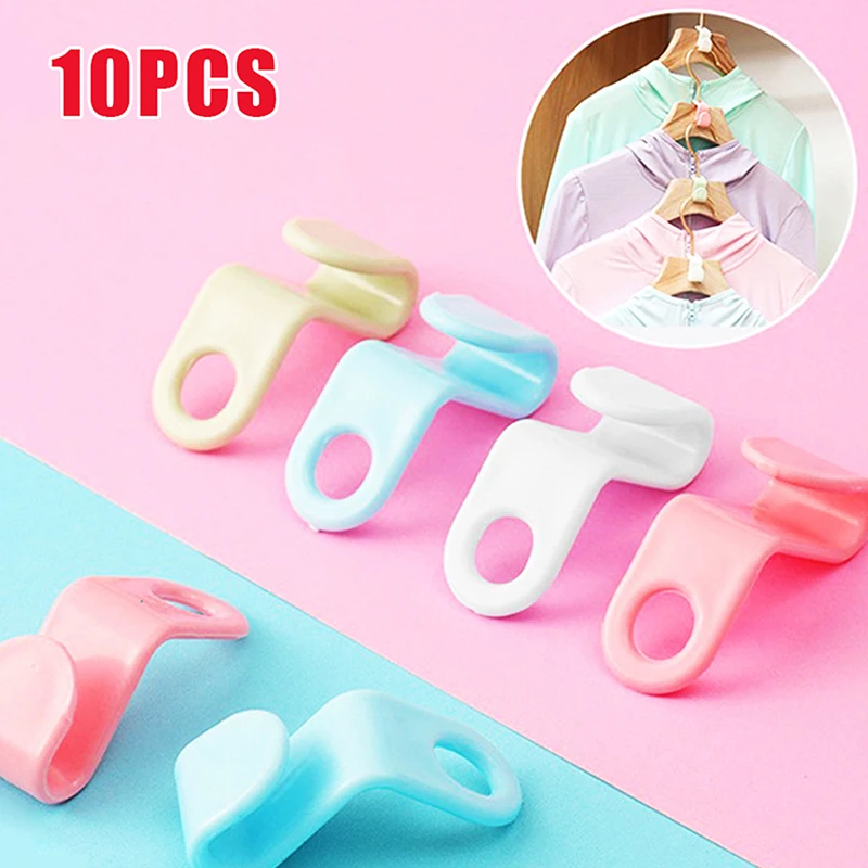 10pcs Clothes Hanger Connection Hook Home Clothes Hanger Link Buckle Thickened Plastic Stackable Link Hook