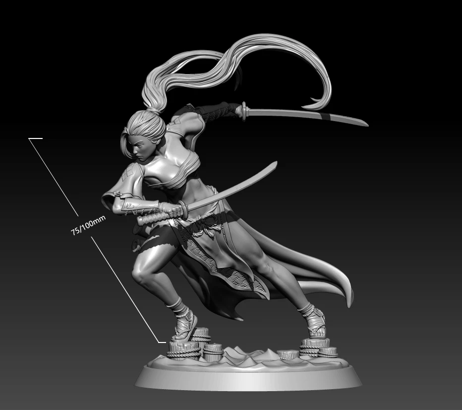 

1/24 75mm 1/18 100mm Resin Model Kits Female Swordsman Sculpture Unpainted No Color RW-651