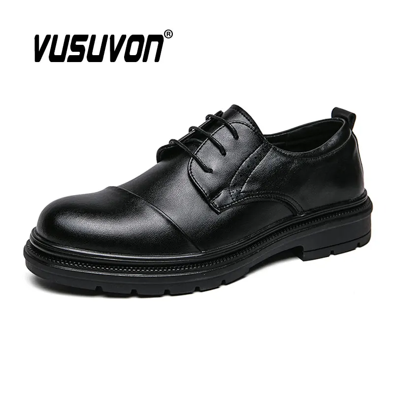 

Туфли дерби мужские из натуральной кожи, дышащие мюли, для улицы, повседневные осенние Мокасины, плоская подошва, для мальчиков, размеры 38-44, черные