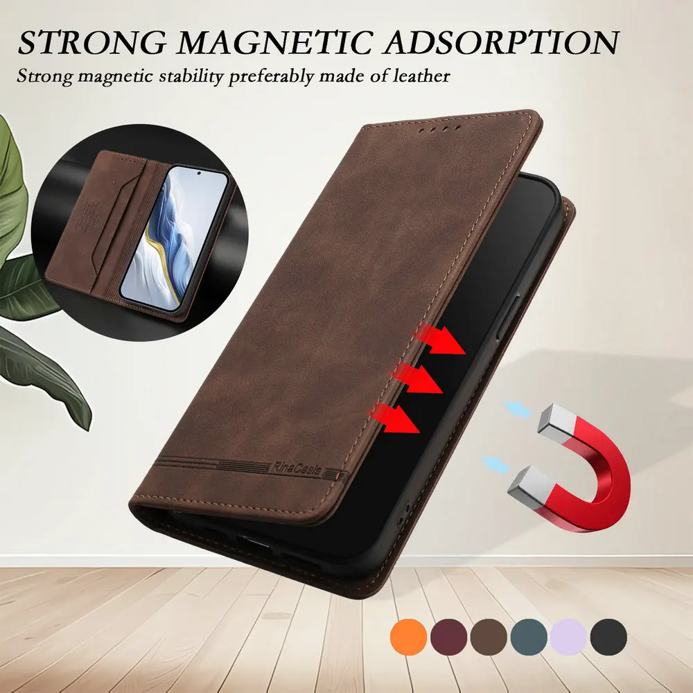 Luxury RFID Magnetic Leather Flip Wallet Case