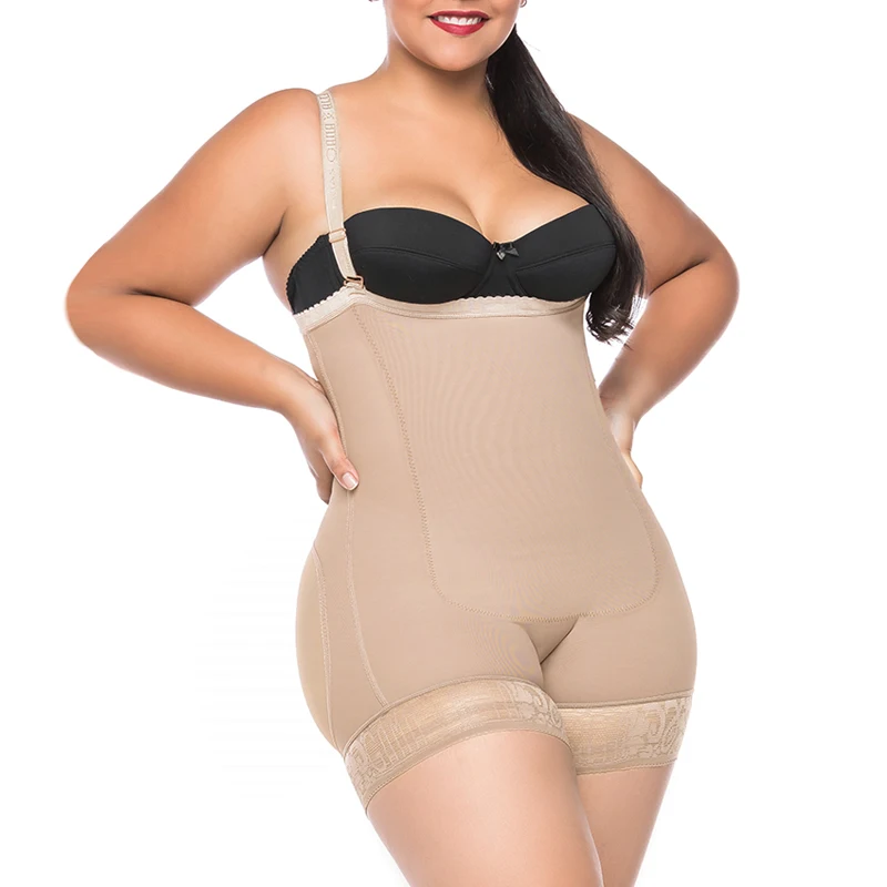 Removable Straps One-Piece Short Body Shaper For Women Tummy Control Waist Trainer Mid-Back Bodysuit
