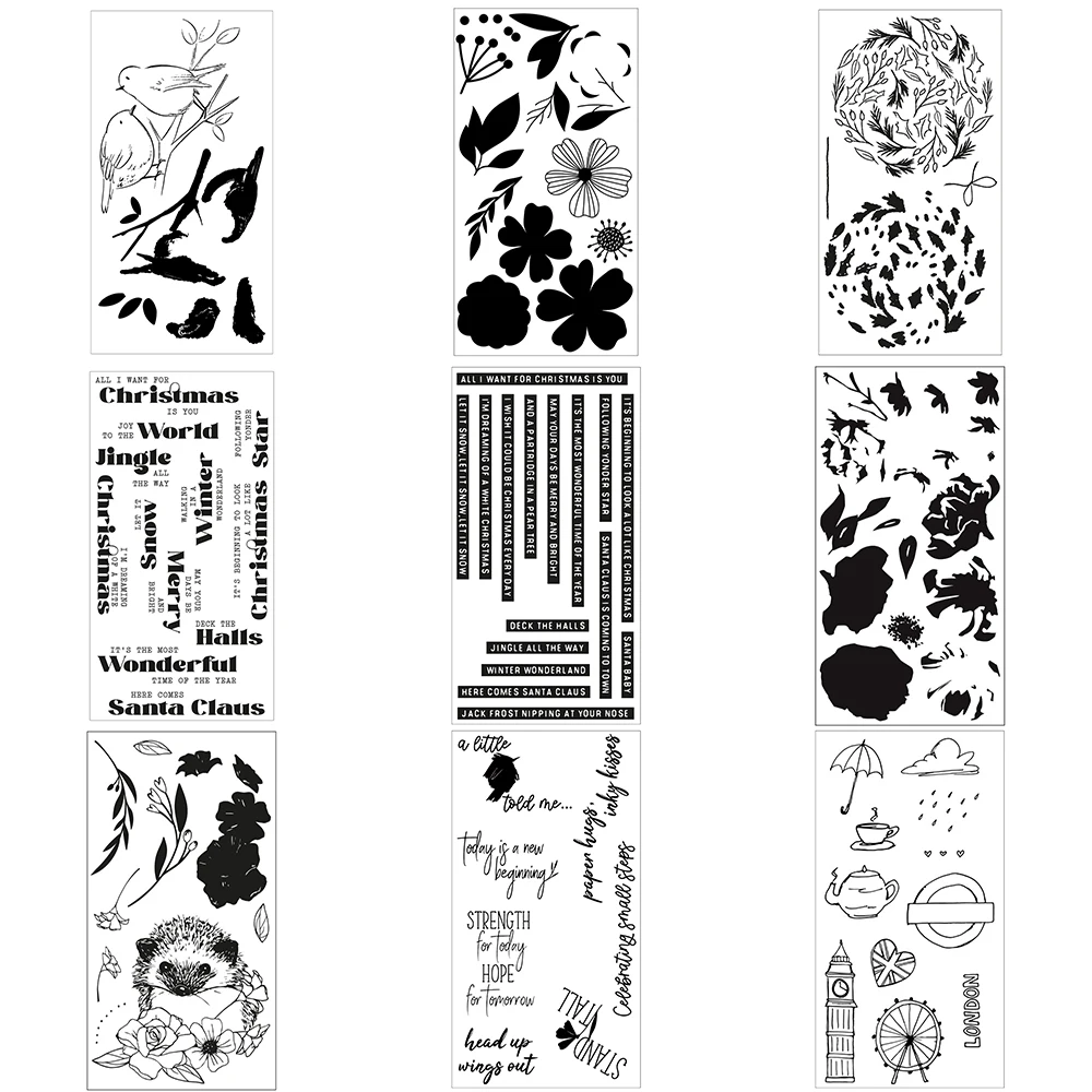 

Spring Blooming Petals Clear Transparent Stamps Set Christmas Wishes Sentiments Seal for DIY Scrapbook Paper Craft 2023 New