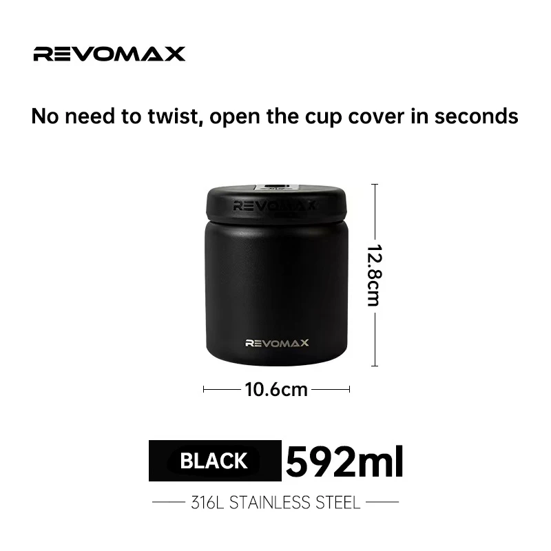 Revomax Easy Open Lunch Thermos, Wide Mouth Thermos, Stainless Steel Insulated Food Containers, Twist Free Thermos Jar, Leak Proof Soup Thermal