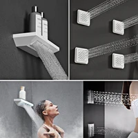 Système de douche à température constante, plafond en laiton gris pistolet, design intégré, affichage numérique LED, mélangeur de salle de bains d'eau froide et chaude 6
