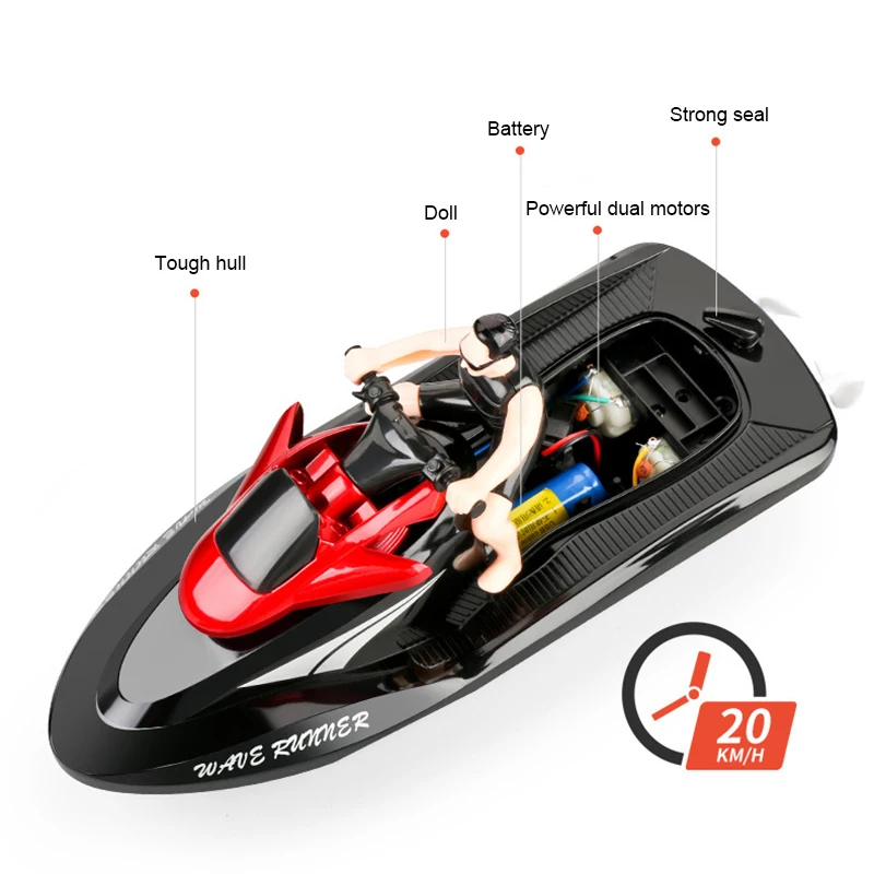 20 KM/H RC boat motorcycle speedboat 2.4G radio remote control high speed ship water game gift for children kids birthday 4