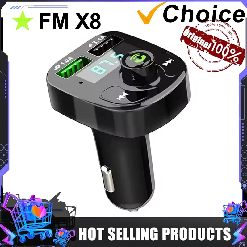 Bluetooth FM Transmitter VIKEFON LED MP3 Car Bluetooth FM Hands-Free Bluetooth-compaitable 5.0 Transmitter 3.1A QC3.0 PD Type C Dual USB Car Charger