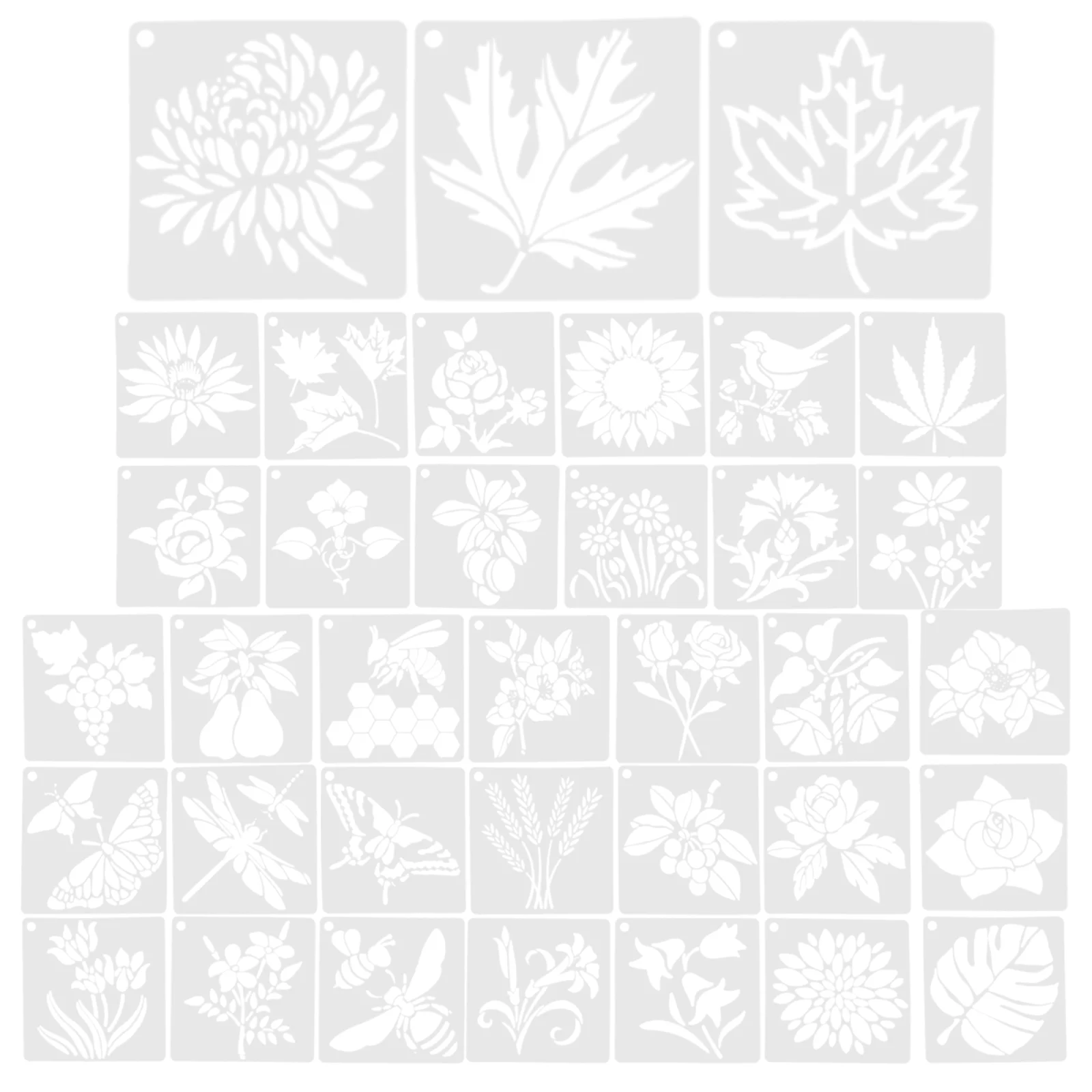 

36 Pcs Flowers and Birds Grass Template Plastic Drawing Stencils Wall Painting Templates Decorate The Pet Multi-function