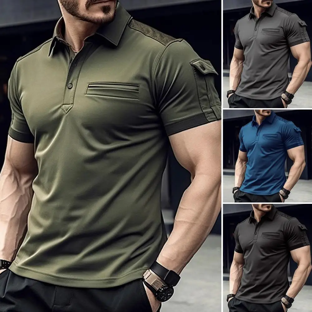 

Мужская летняя футболка на пуговицах с отложным воротником, однотонный облегающий пуловер, мягкая повседневная мужская рубашка с короткими рукавами для повседневного ношения