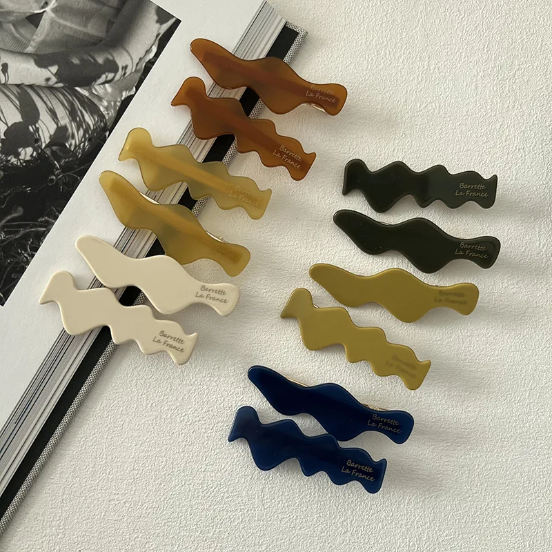 Ins New Acrylic Barrettes Hair Clips Set Colorful Irregular Wave Geometric Side Pin Simple Korean Women Girls Hair Accessories