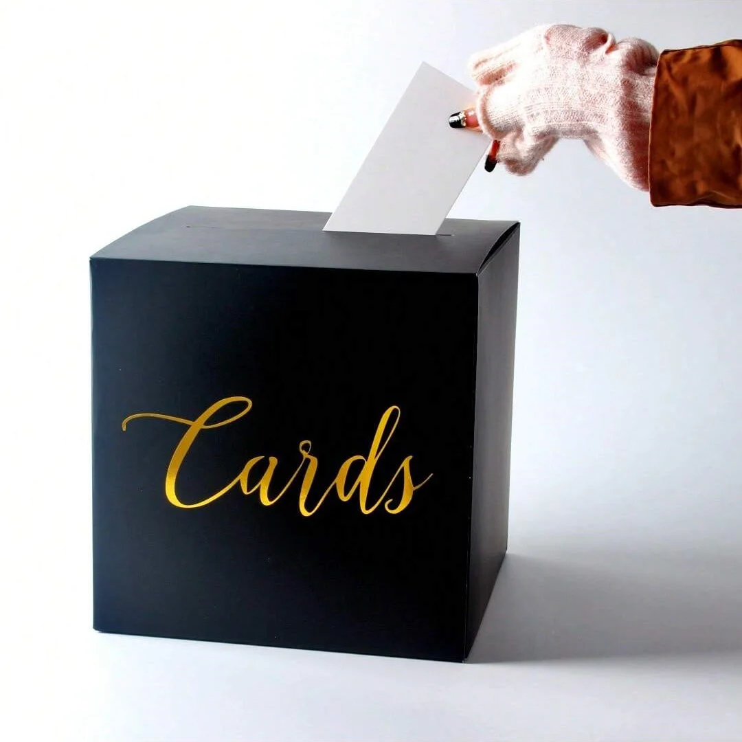 1PC Card Box Gold Foil Design 10 greeting cards Favors Money Box for Wedding Reception Baby Showers Birthday Party gift bags greeting cards